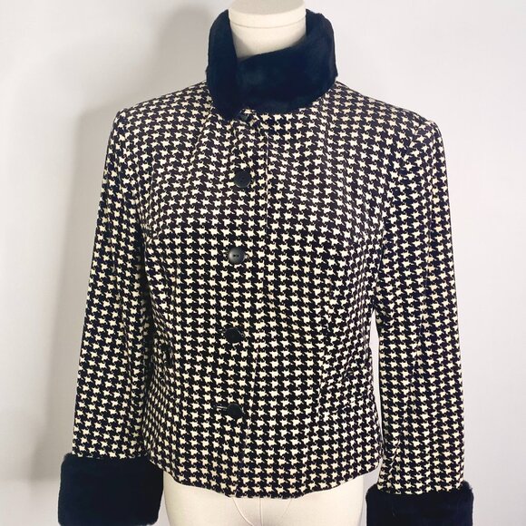 HoundsTooth Fur Jacket - Byblos by Gianni Versace and Alan Cleave - Picture 2 of 8